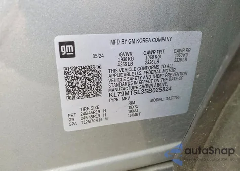 2025 Chevrolet Trailblazer Rs z USA, uszkodzony, nr VIN KL79MTSL3SB025824